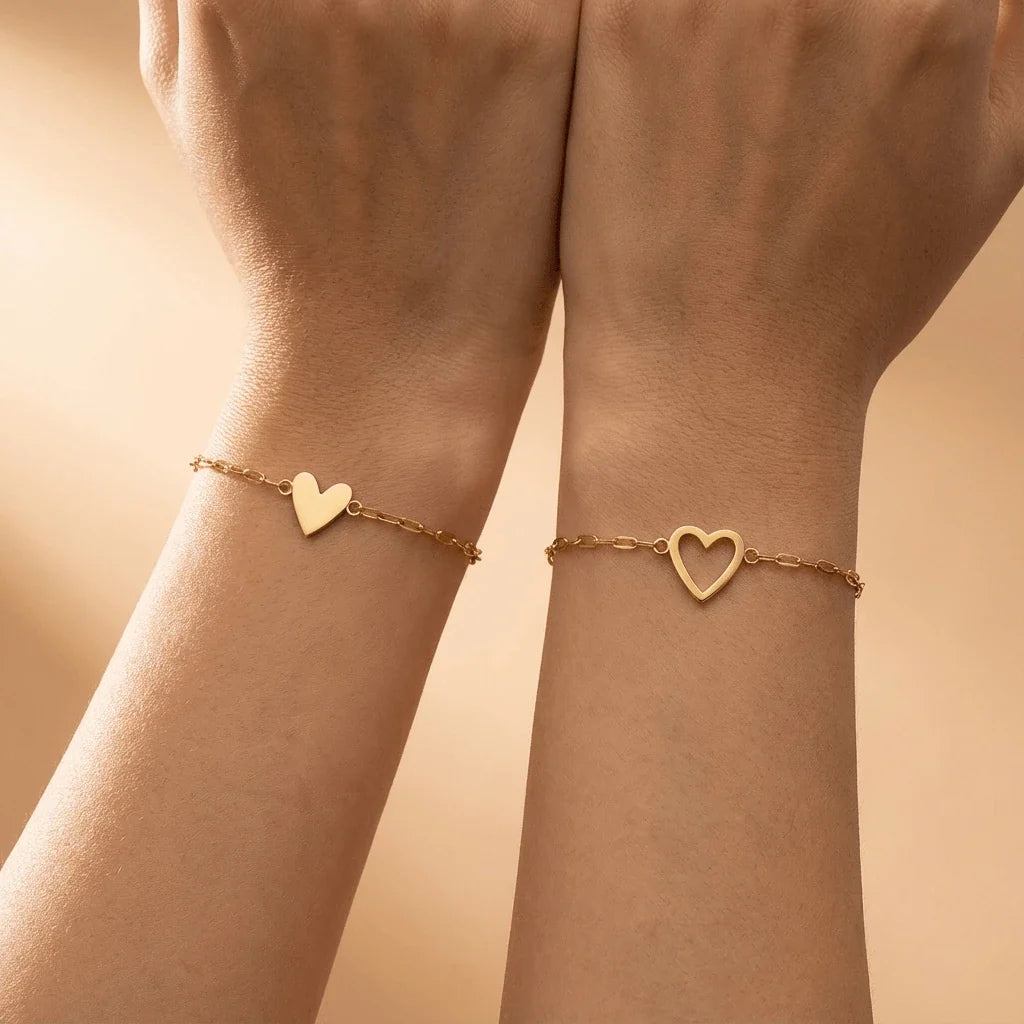 "Te Amo" Matching Hearts Bracelet