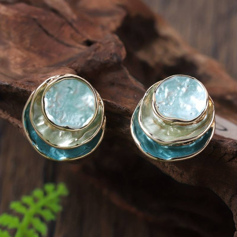 Vintage Multi-Layered Round Earrings