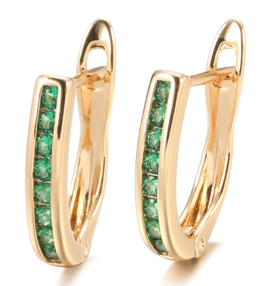 Elegant Earrings with Green Crystals
